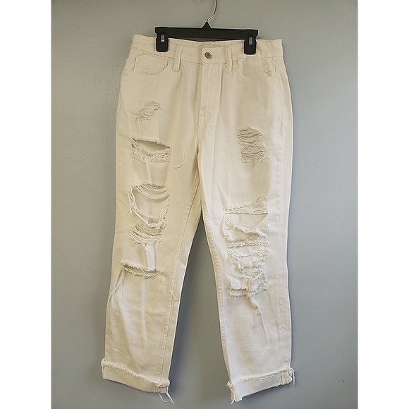 Vervet Denim - Vervet Jeans Womens 26 White Denim Cotton Stretch Wide Leg Frayed 29x26.5